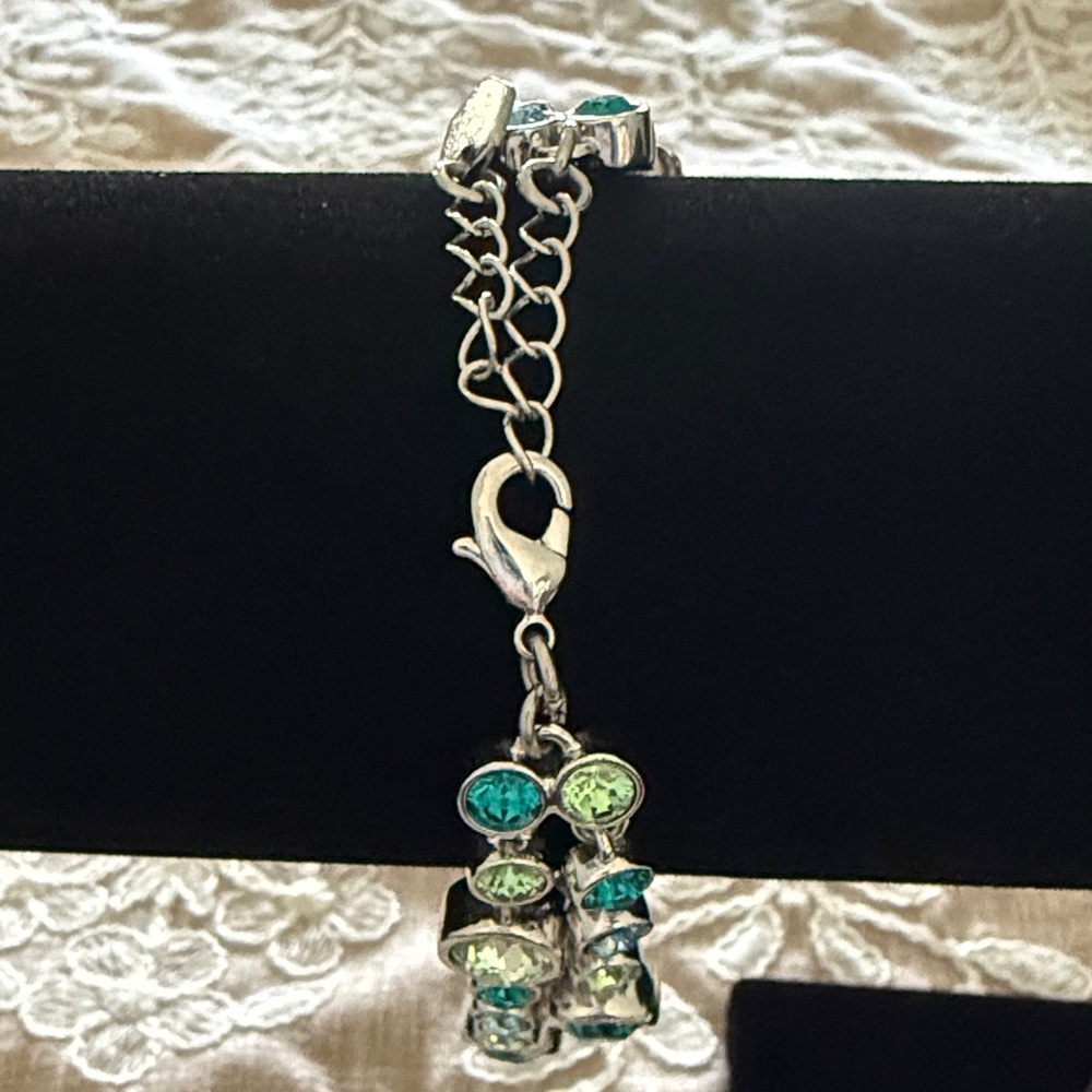 Touchstone Crystal Silver-Tone Aqua & Lime Crystal Bracelet - Picture 2 of 5